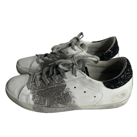 Golden Goose Superstar Glitter Sneaker White Silver Black Size 39 - Picture 6 of 9